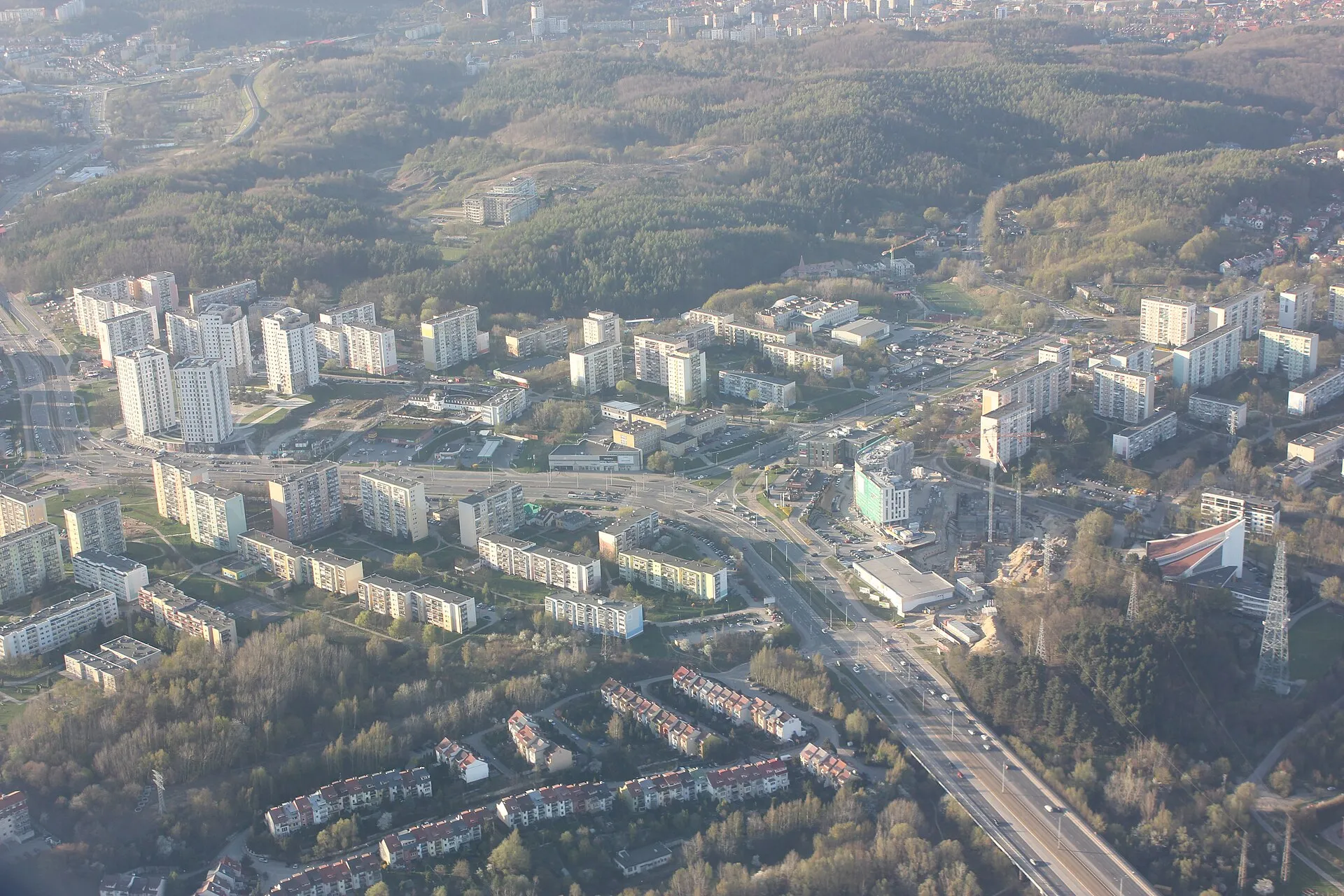 Widok z lotu ptaka na Piecki-Migowo w Gdańsku, 2018