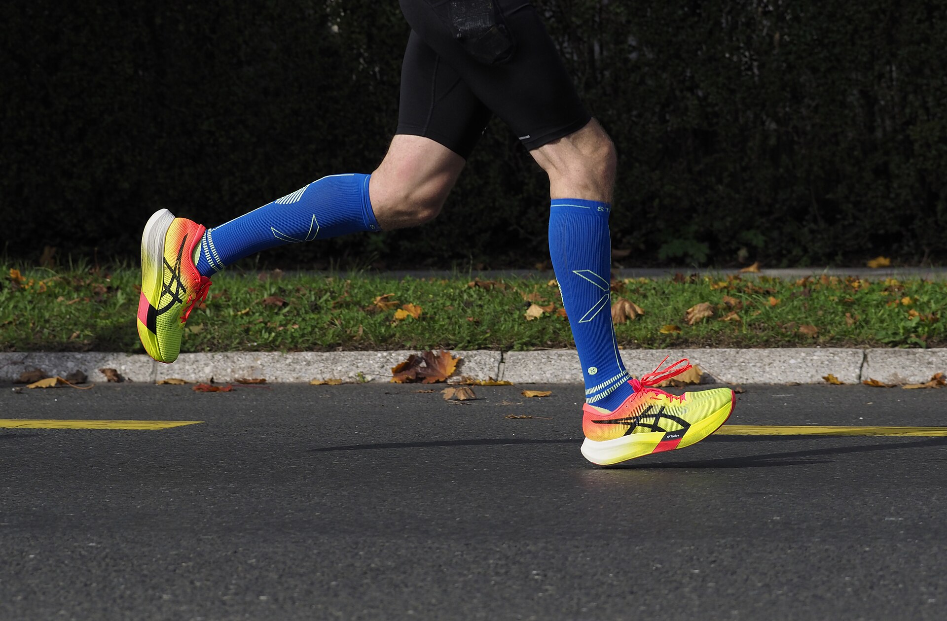 Human running gait - terminal swing to heel strike (runner with Asics Metaspeed Edge Paris - 2024 Ljubljana Marathon)