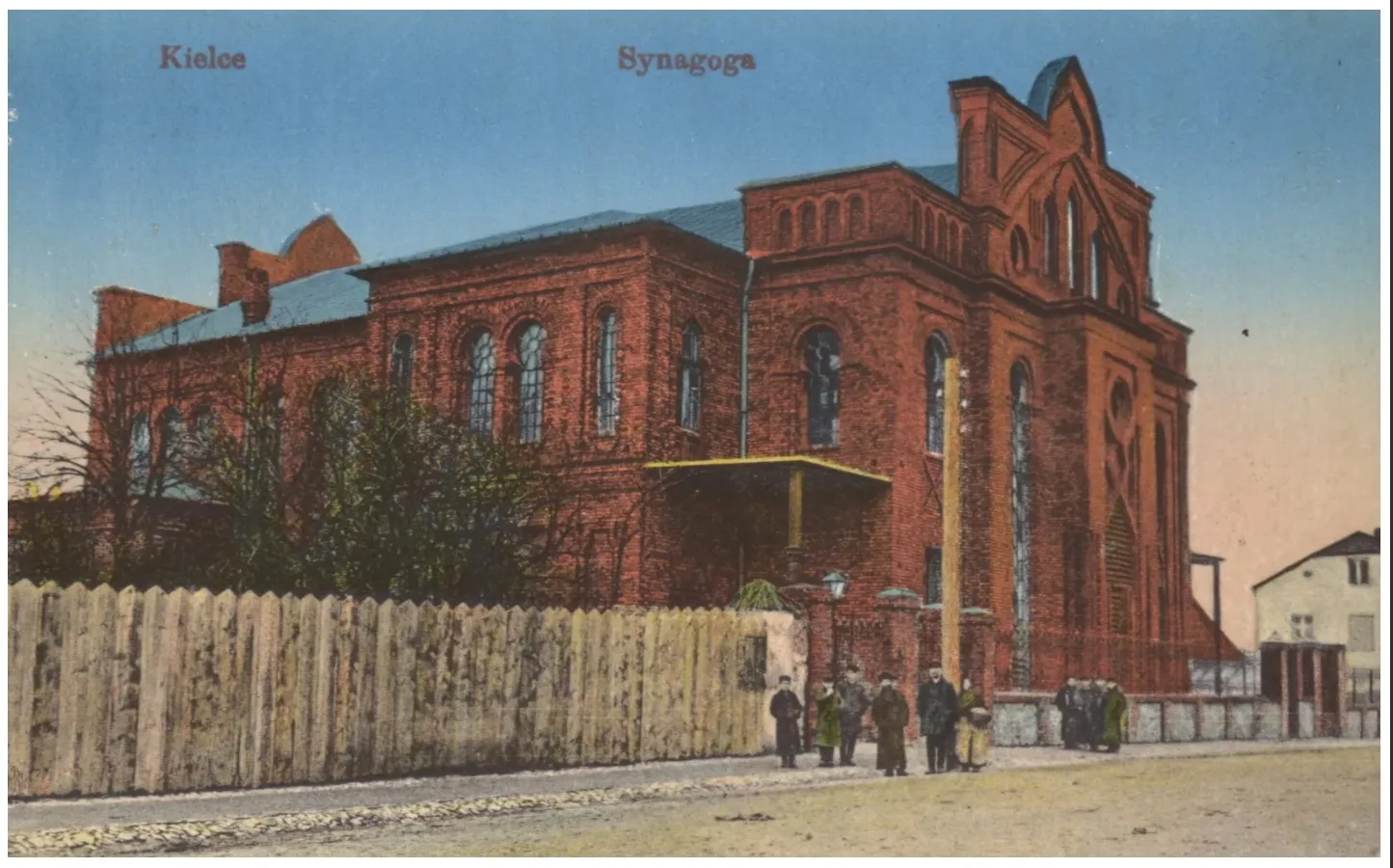 Historyczna synagoga w Kielcach na pocztówce