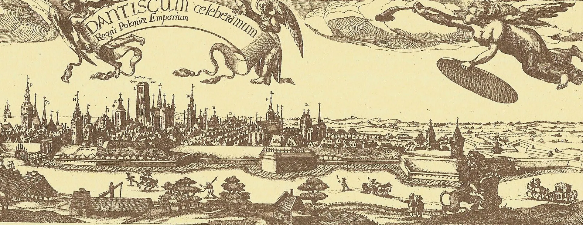 Historyczny widok Gdańska od zachodu w pierwszej połowie XVII wieku