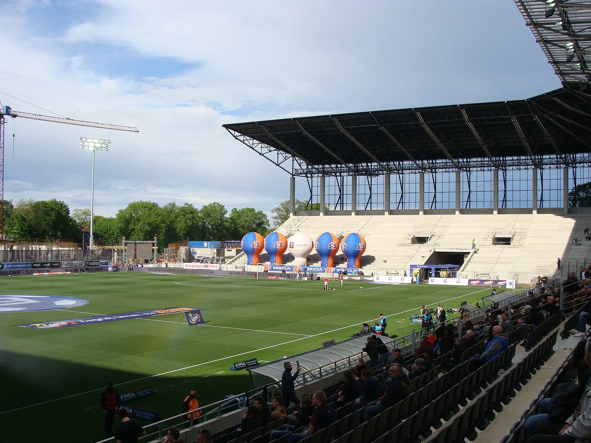 Stadion Miejski w Szczecinie podczas przebudowy w maju 2021 roku