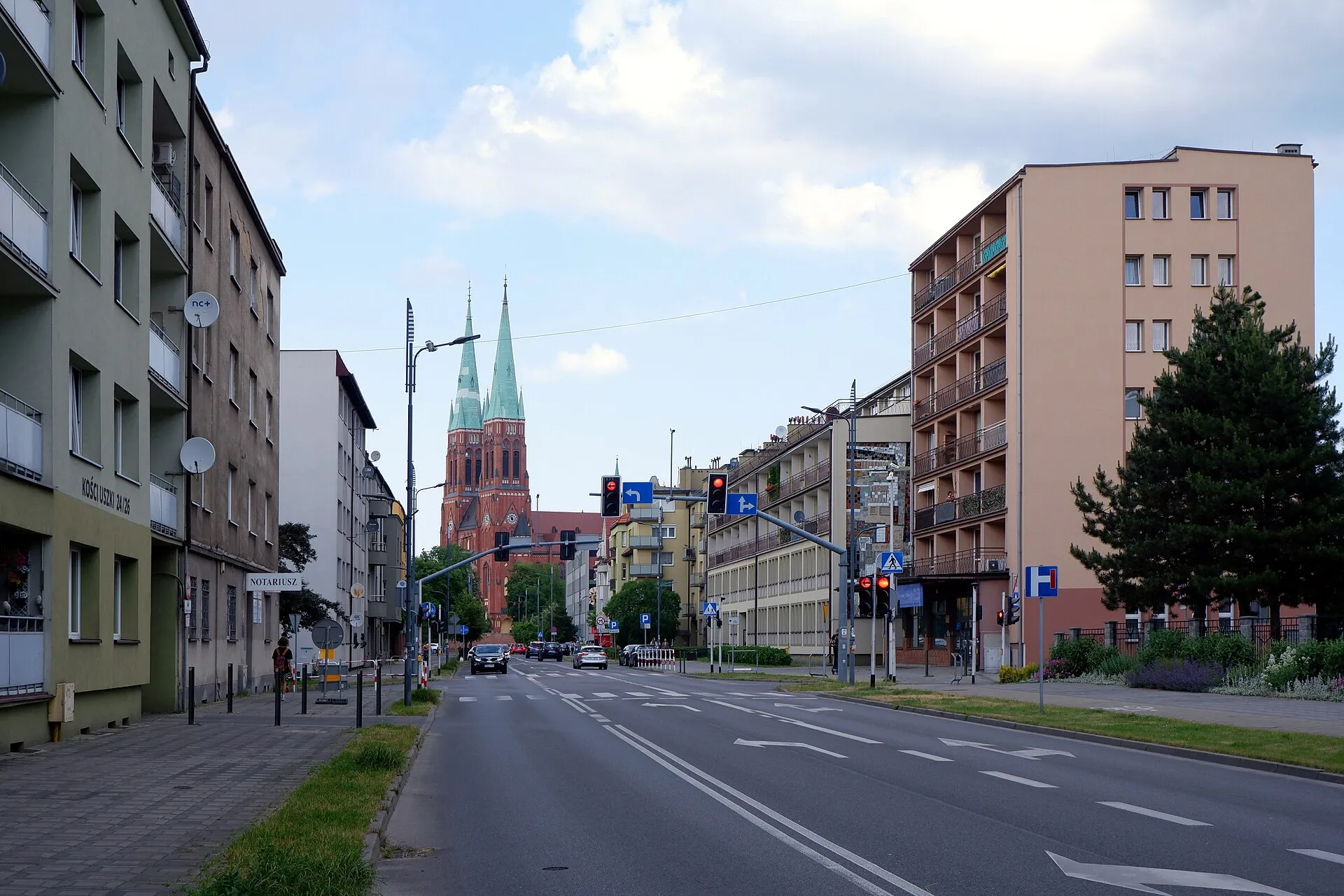 Ulica Kościuszki w Rybniku na Górnym Śląsku w 2023 roku