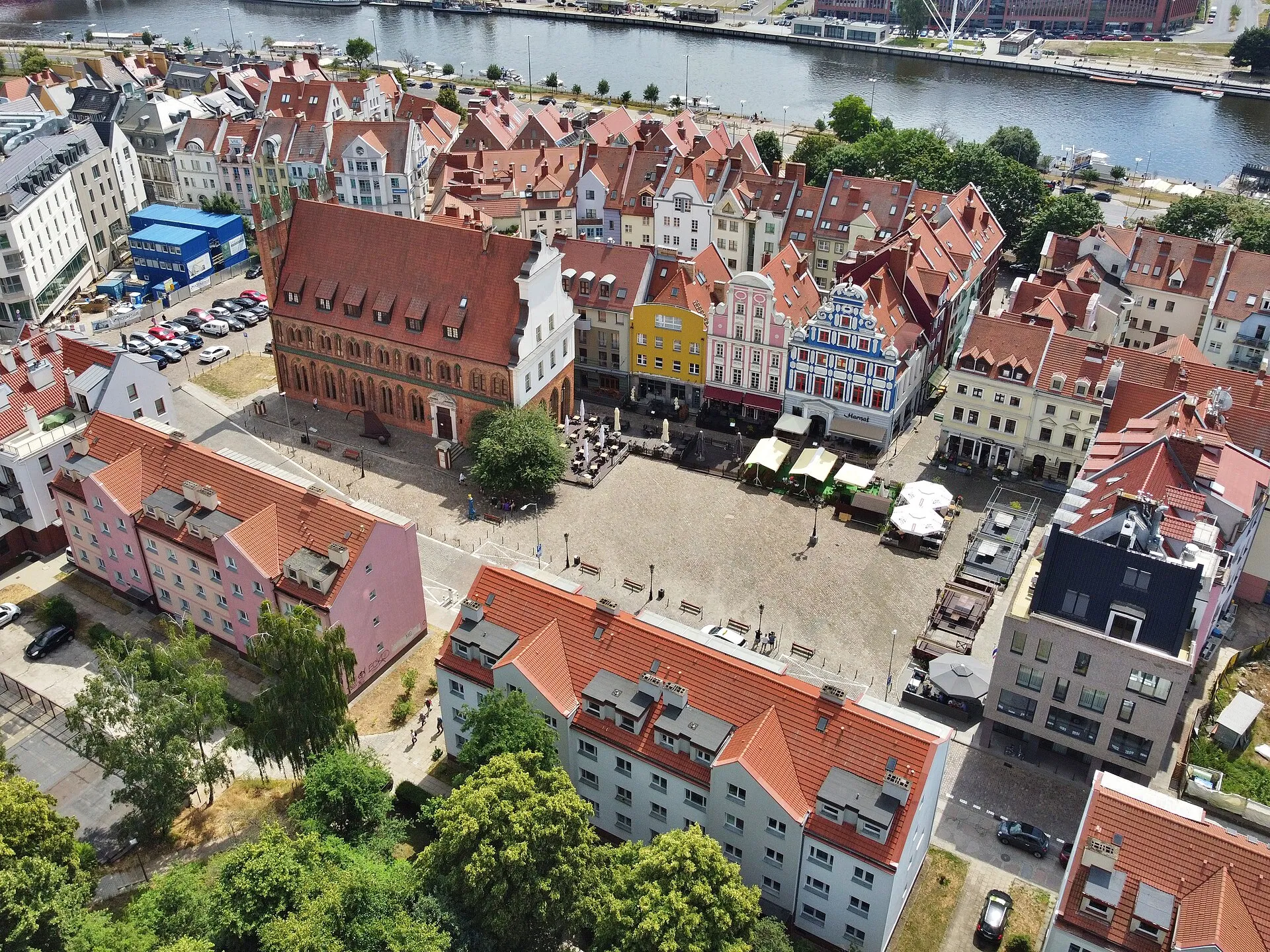 Rynek Sienny w Szczecinie widziany z drona w 2021 roku