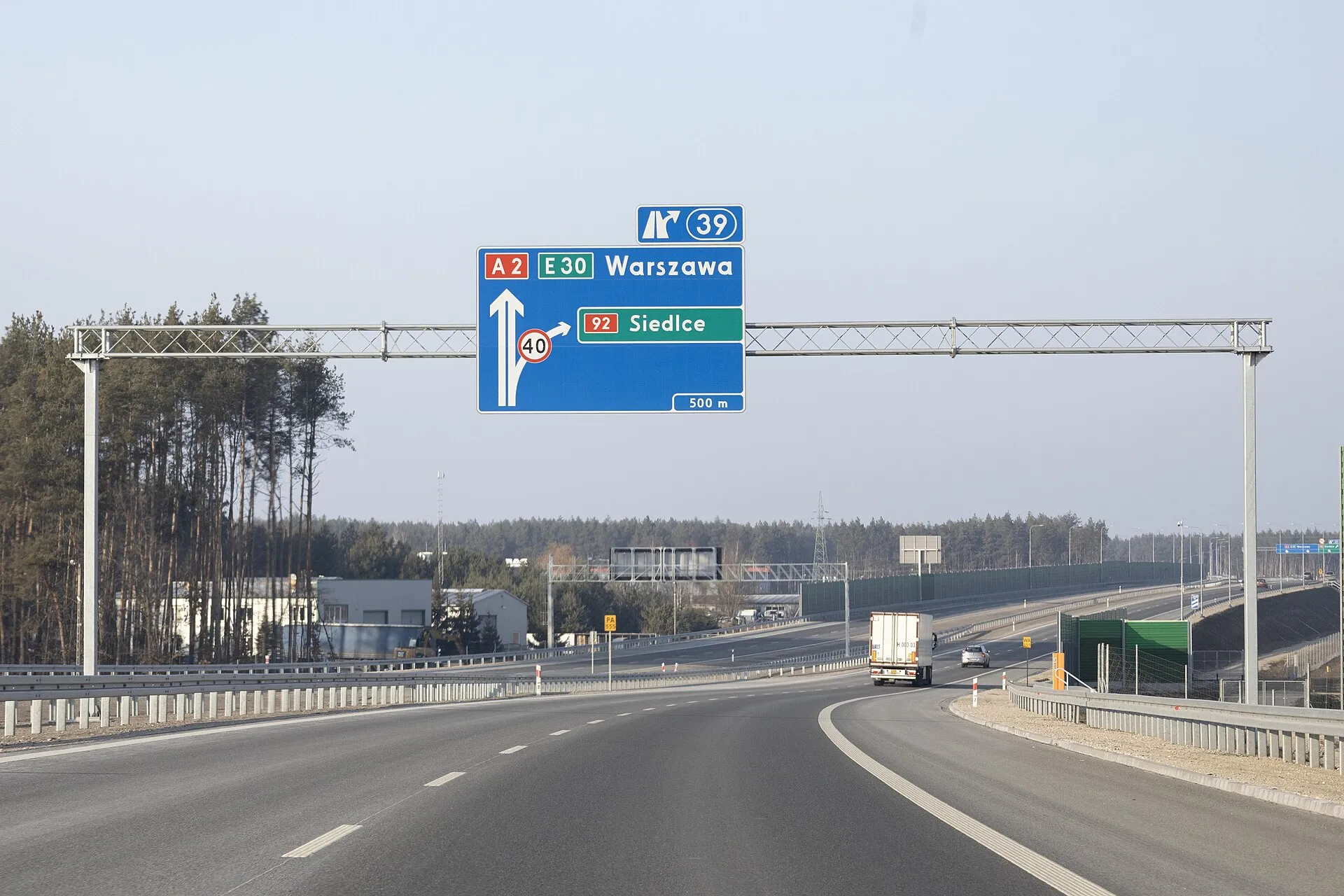 Odcinek autostrady A2 w Siedlcach w lutym 2025 roku